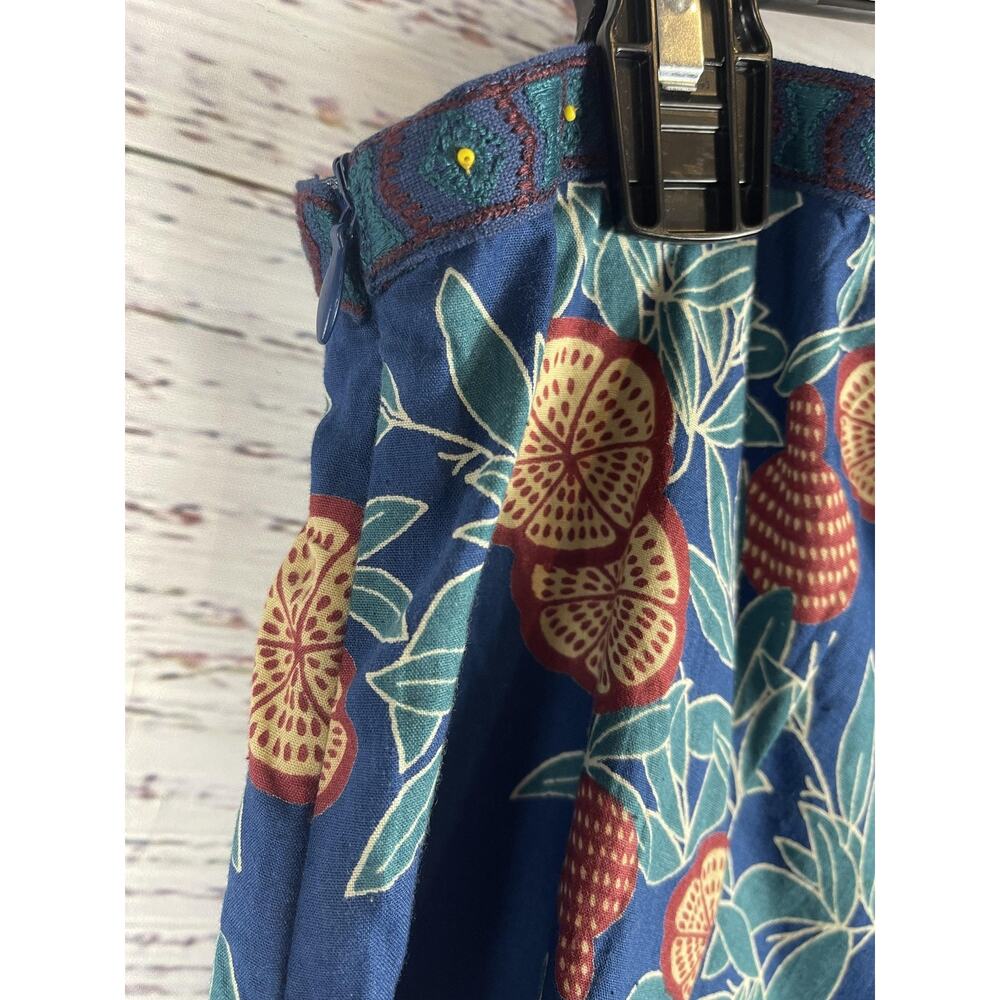 Meyer's Jumpsuit Womens Medium Blue Citrus Floral Print Long Sleeve Pockets Boho - Picture 9 of 12